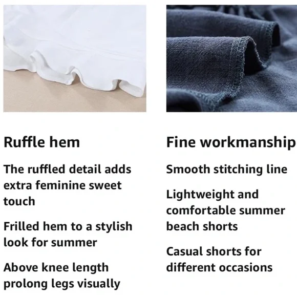 HUUSA Women's Orange Rust Ruffle Shorts with Pockets, Small - Picture 4 of 10